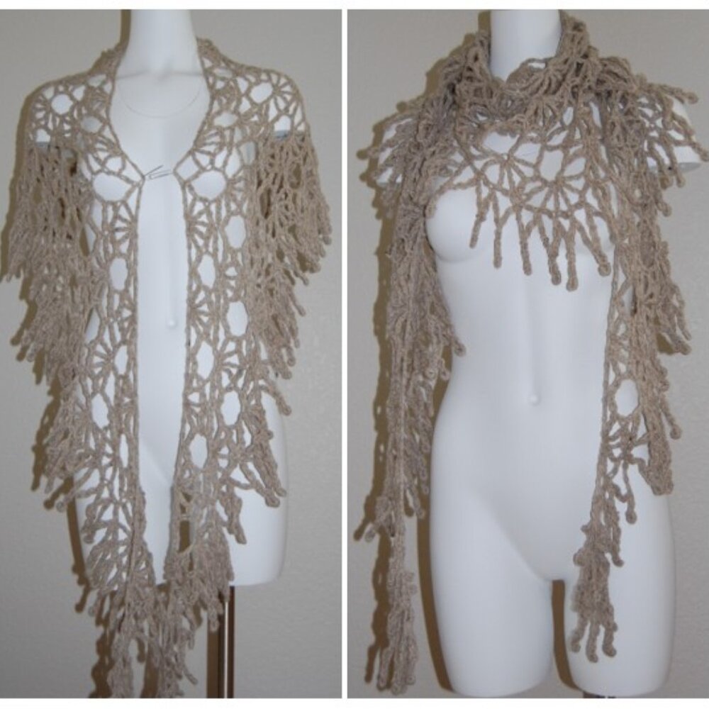NEW Handmade, 100% Natual Wool, Allure Wavy V Scarf, 8'L & 2'D